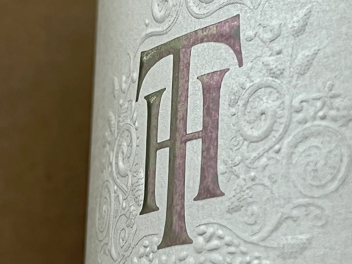 Premium wine label with foil and embossed detail
